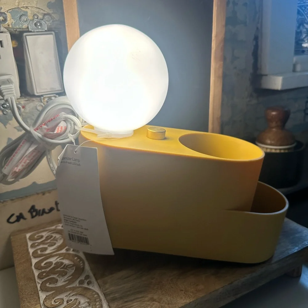 Set of 2 Green and Yellow touch lamps with organizer feature New